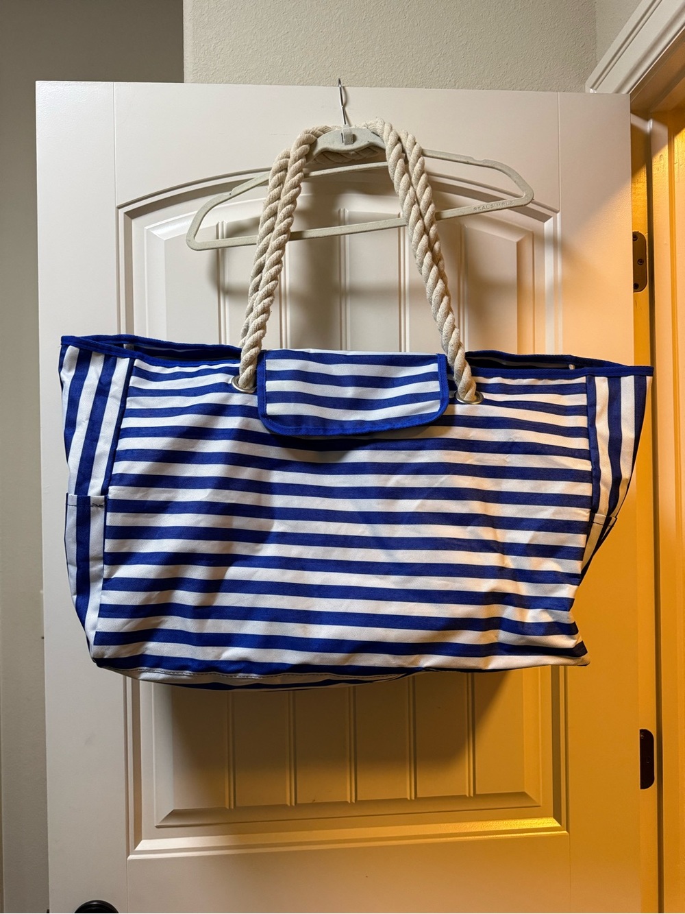 Navy & White Striped Rope-Handle Tote